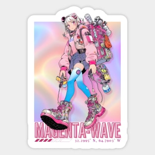 Magenta-Wave (white) Sticker